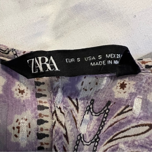 Zara Sequined Boho Dress Long Sleeve White Purple Festival Size Small - Picture 11 of 15